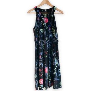 Tommy Hilfiger Vibrant Floral Dress A-line Jersey Knit Black Size 6
